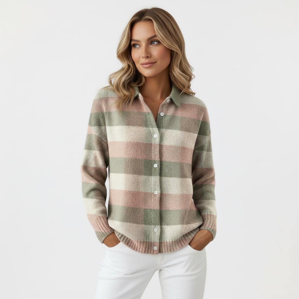 Madeline | Geruite gebreide blouse