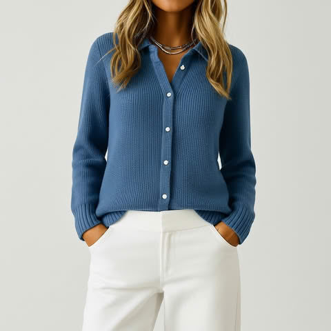 Audrey | Klassieke Gebreide Knopen Cardigan