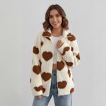 Lena | Fleece Dames Cardigan met Hartjesprint