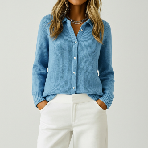 Audrey | Klassieke Gebreide Knopen Cardigan
