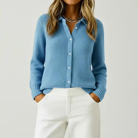 Audrey | Klassieke Gebreide Knopen Cardigan