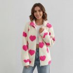 Lena | Fleece Dames Cardigan met Hartjesprint