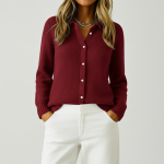 Audrey | Klassieke Gebreide Knopen Cardigan