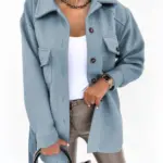 Senna wool blend jas voor dames in lichtblauw