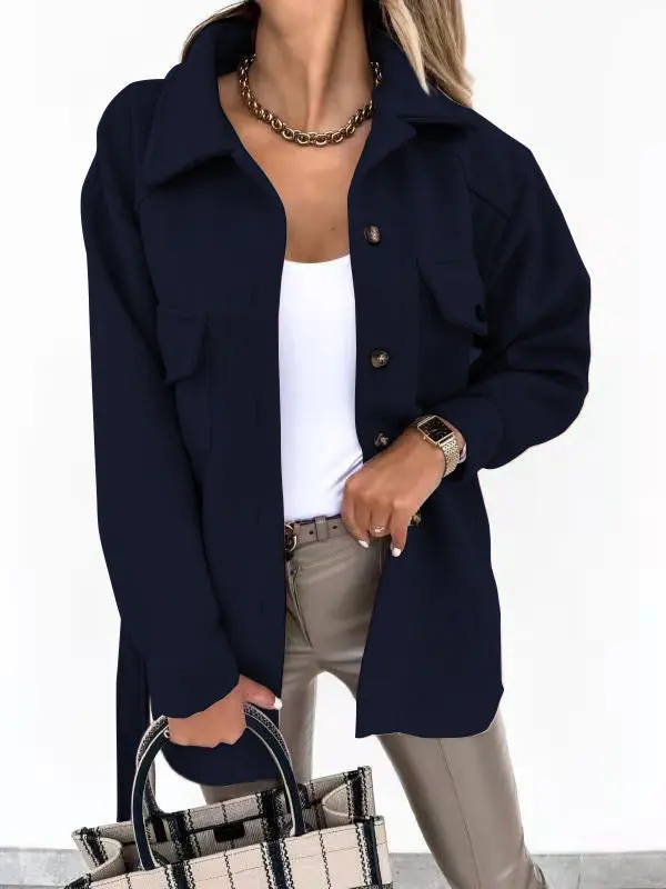 Senna wool blend jas voor dames in navy blauw