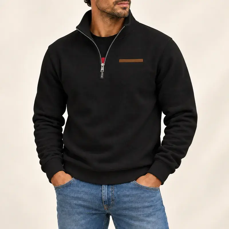 Fleece trui voor heren in zwart