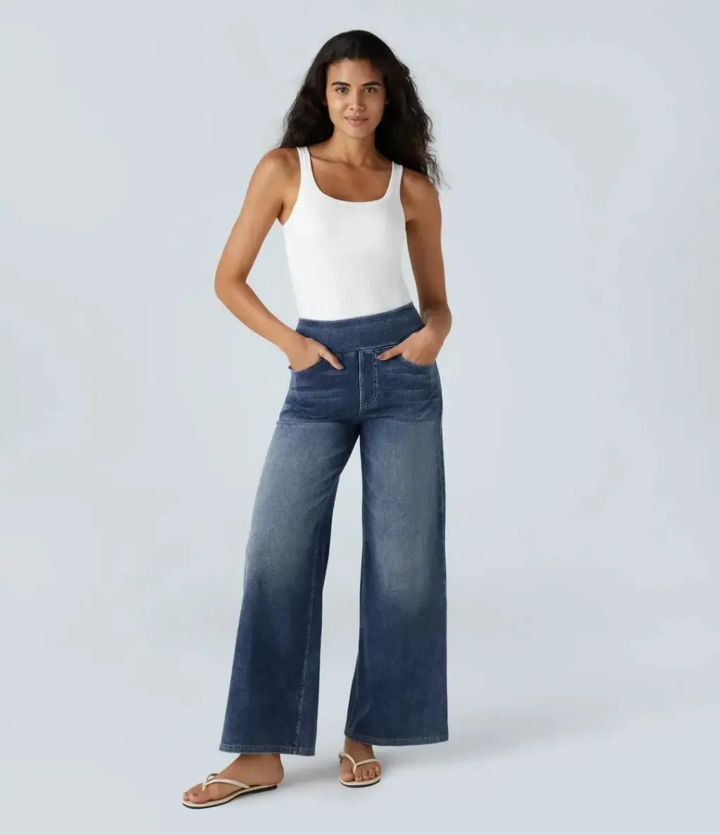 Celeste elastische broek met hoge taille voor dames