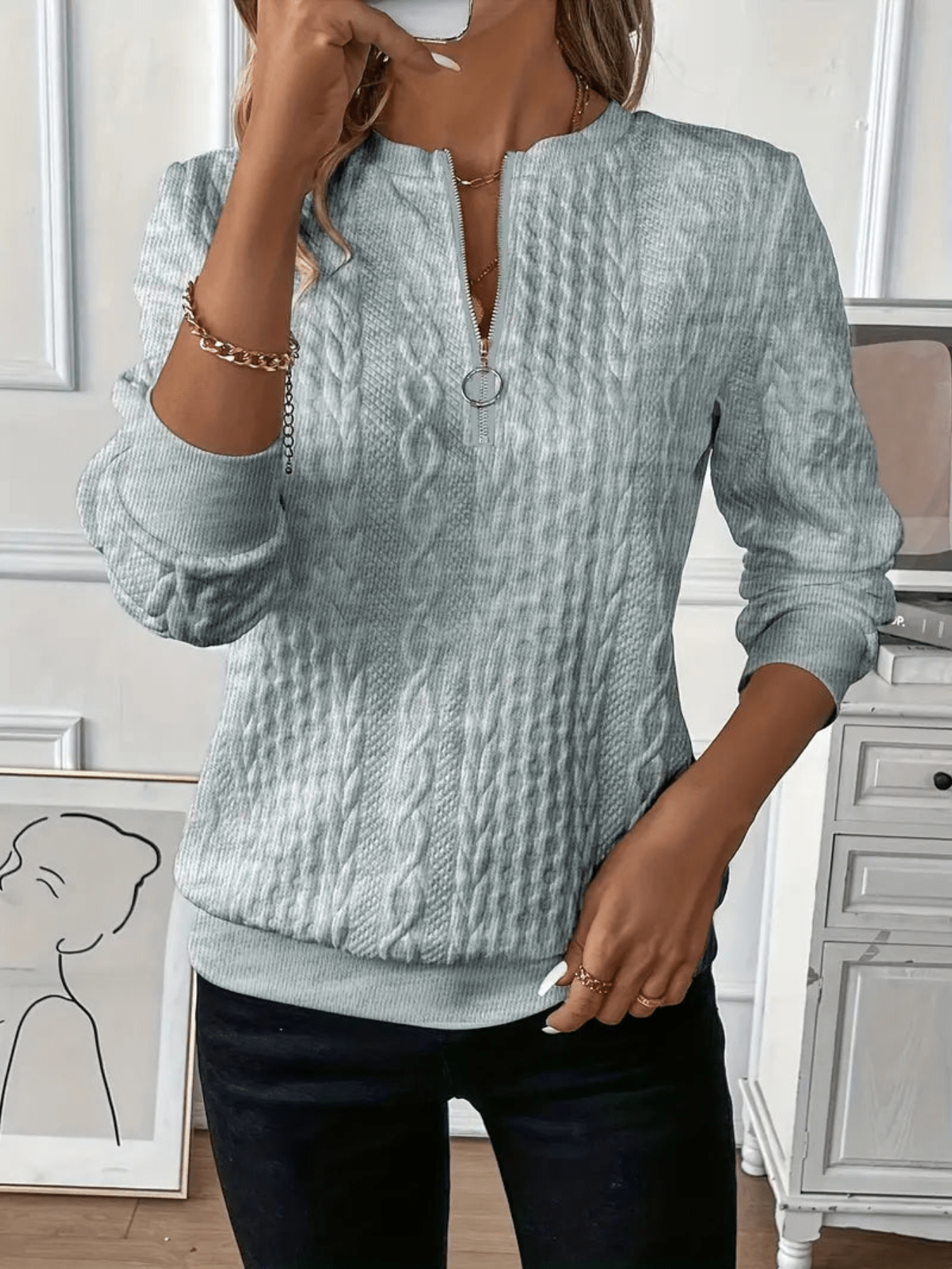 Nora | Dames trui met ritssluiting