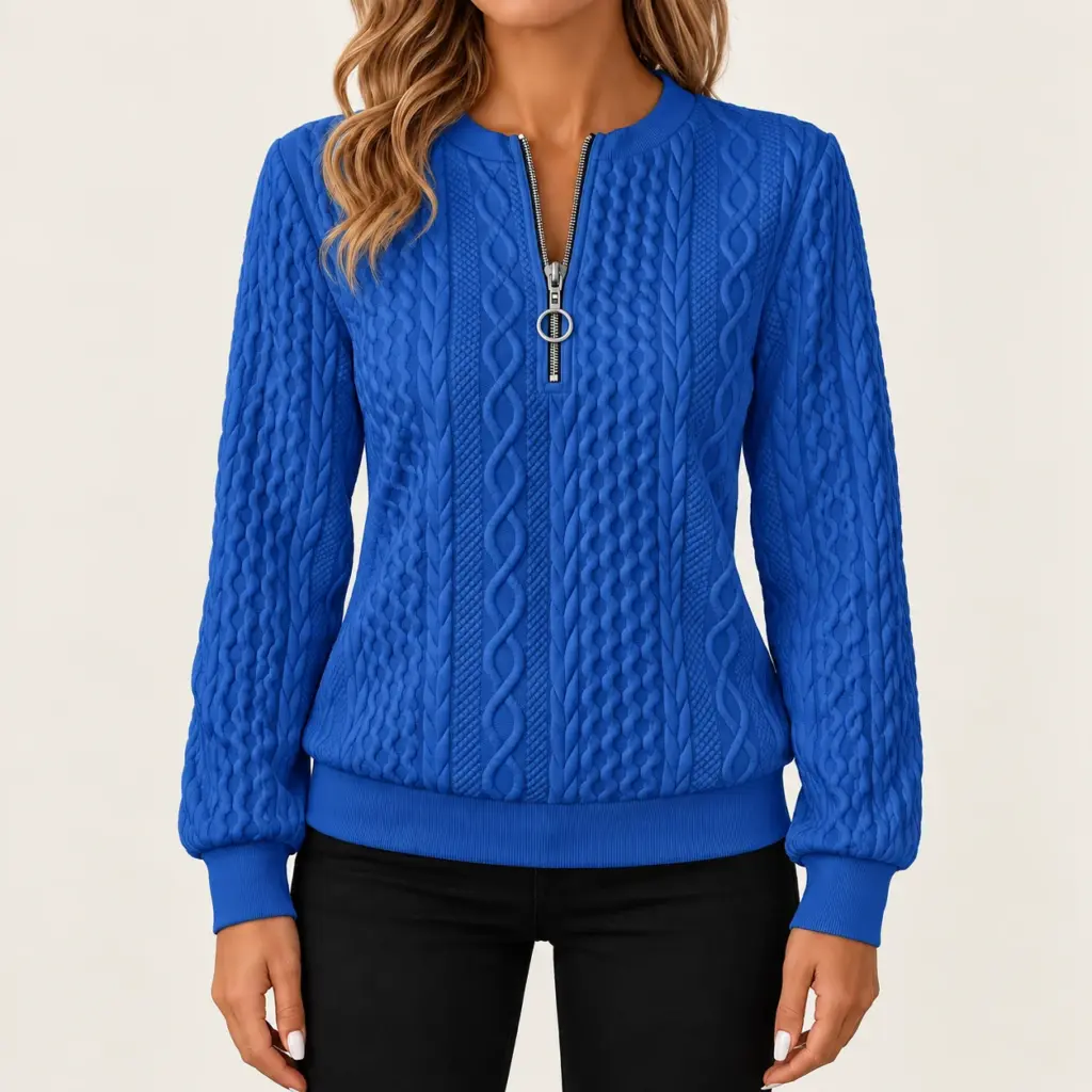 Nora trui met rits voor dames in blauw