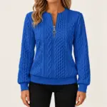 Nora trui met rits voor dames in blauw