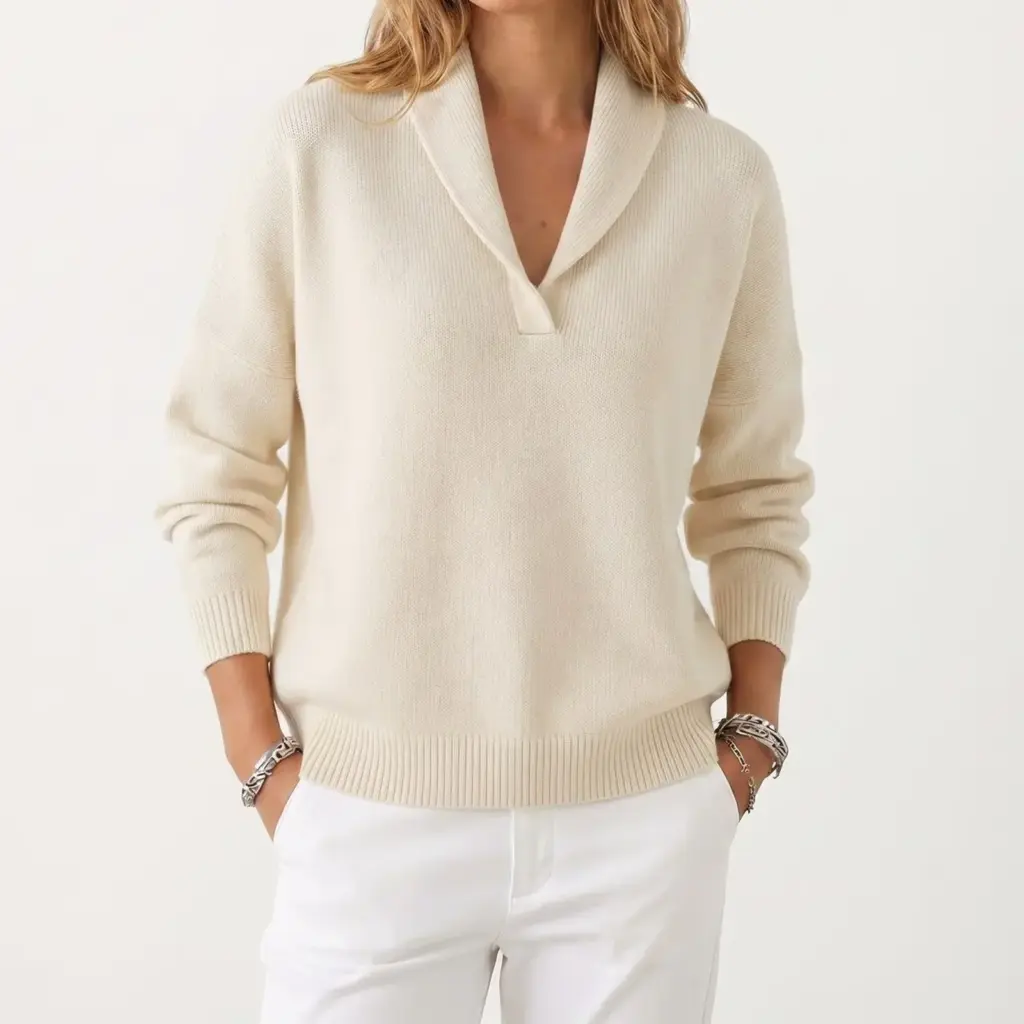 Margot V-hals trui voor dames in crème