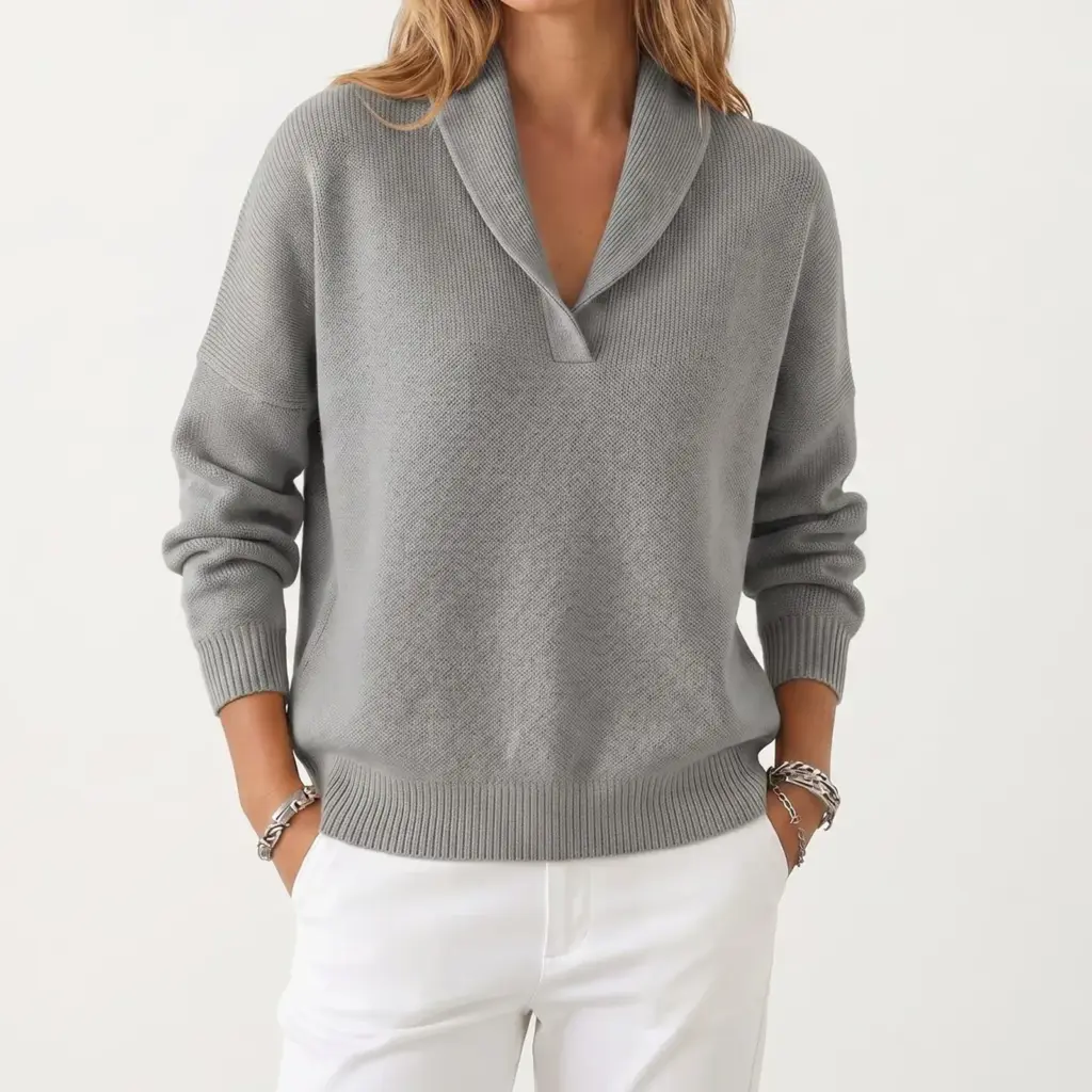 Margot V-hals trui voor dames in grijs