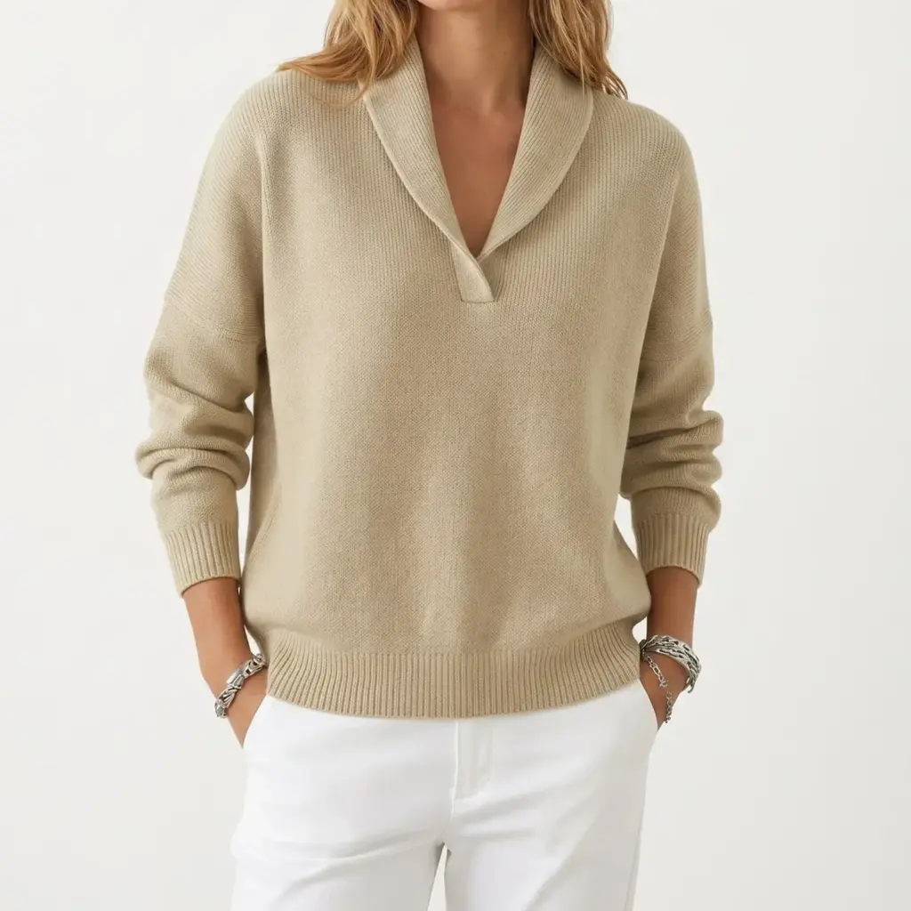 Margot V-hals trui voor dames in khaki