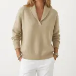 Margot V-hals trui voor dames in khaki