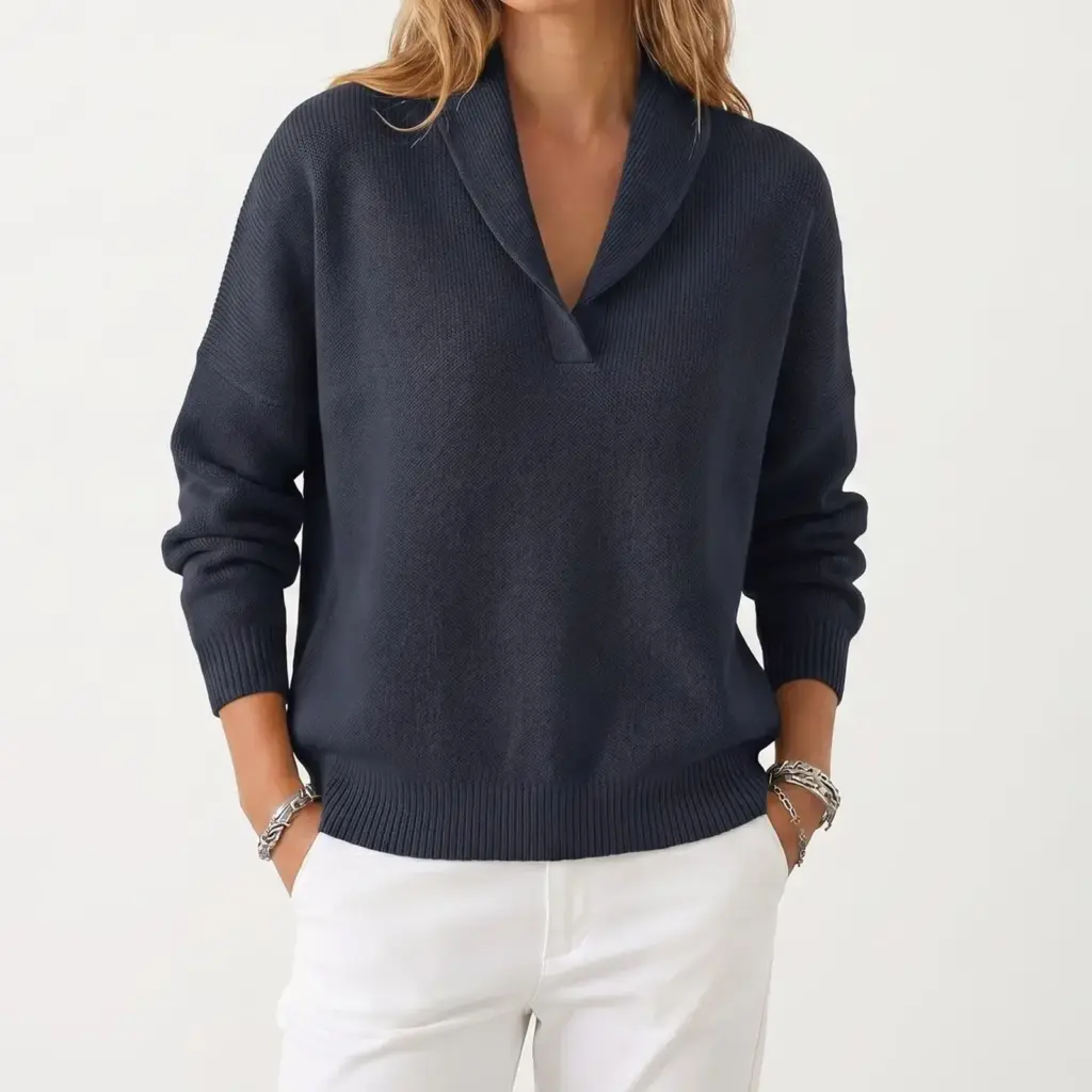 Margot V-hals trui voor dames in navy blauw