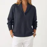 Margot V-hals trui voor dames in navy blauw