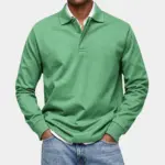 Polo met lange mouw voor heren in groen