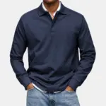 Polo met lange mouw voor heren in navy blauw