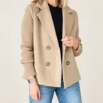 Maud korte jas met gebreide mouwen voor dames in beige