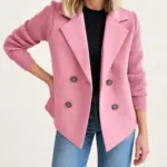 Maud korte jas met gebreide mouwen voor dames in roze