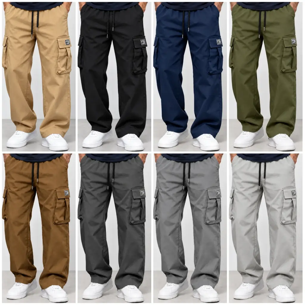 Cargobroek met elastische tailleband in alle 8 kleuren