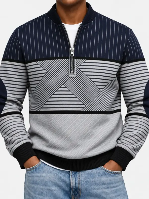 Sweater met Halve Rits en Print