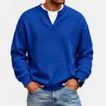 Trui met wafelstructuur heren in blauw