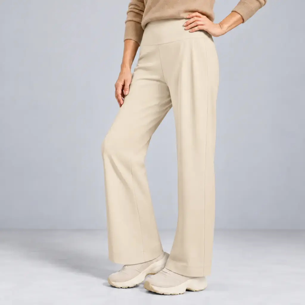 Yogabroek met hoge taille en rechte pijp voor dames in crème