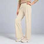 Yogabroek met hoge taille en rechte pijp voor dames in crème