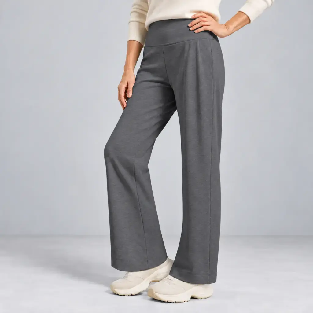 Yogabroek met hoge taille en rechte pijp voor dames in grijs