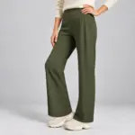 Yogabroek met hoge taille en rechte pijp voor dames in olijfgroen